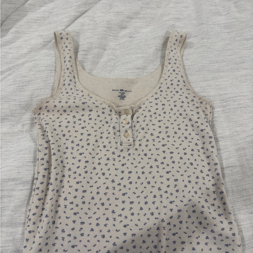 Brandy Melville Cream Fitted Tie Front Tank Top